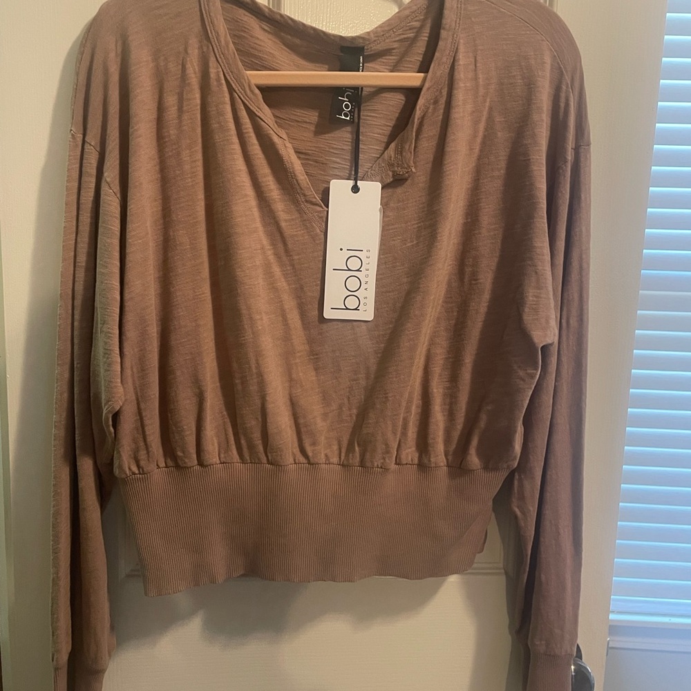 Bobi Women's Tan Long Sleeve Blouse